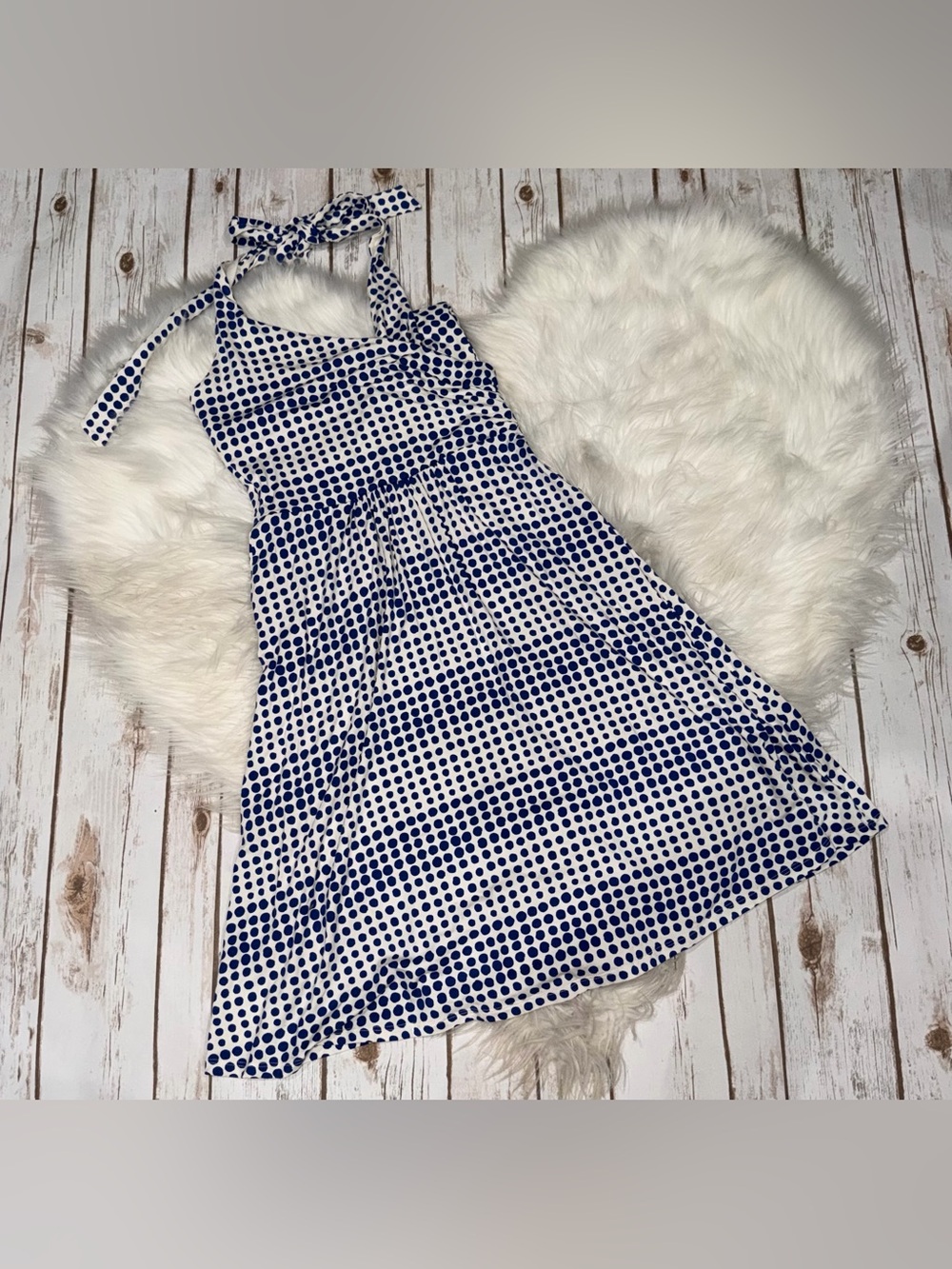 Boden St. Lucia Blye White Polka Dot Halter Dress Size 4 - Picture 2 of 4